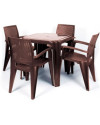 Conjunto Mesa Viana Monoblock + 4 Sillas Caribe de Resina