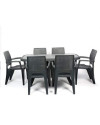 Conjunto Mesa Caribe Rectangular + 6 Sillas Caribe De Resina - Antracita