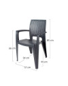 Conjunto Mesa Caribe Rectangular + 6 Sillas Caribe De Resina - Antracita