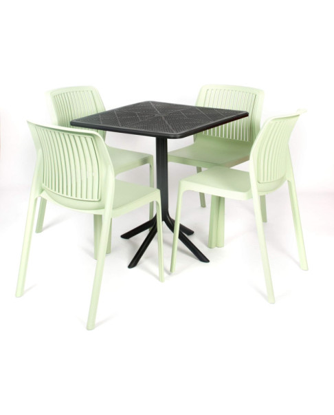 Conjunto de jardín GRAND Verde-Manzana. Resina RECICLABLE 100% para Interior y Exterior.