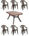 Conjunto Mesa Caribe Luxe Rectangular + 6 Sillas Ambassador de Resina (Chocolate)