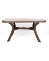 Conjunto Mesa Caribe Luxe Rectangular + 6 Sillas Ambassador de Resina (Chocolate)