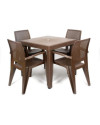 Conjunto Mesa Caribe Cuadrada + 4 Sillas Caribe de Resina - Chocolate