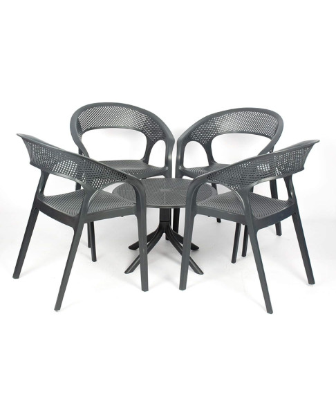 Conjunto de Resina CARISMA - Resina 100% Reciclable. Para Interior y Exterior (Antracita)