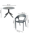 Conjunto de Resina CARISMA - Resina 100% Reciclable. Para Interior y Exterior (Antracita)