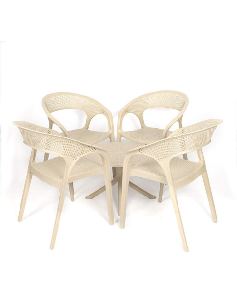 Conjunto de Resina CARISMA - Resina 100% Reciclable. Para Interior y Exterior (Crema)
