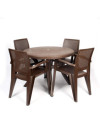 Conjunto Mesa Caribe Redonda + 4 Sillas Caribe de Resina - Chocolate