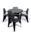 Conjunto Mesa Caribe Redonda + 4 Sillas Caribe de Resina - Antracita