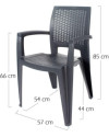Conjunto Mesa Caribe Redonda + 4 Sillas Caribe de Resina - Antracita