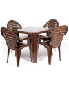 Conjunto Mesa Viana Monoblock + 4 Sillas Ofir de Resina - Chocolate