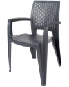 Conjunto Mesa Viana Redonda + 4 Sillas Caribe de Resina - Antracita