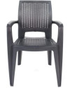 Conjunto Mesa Viana Redonda + 4 Sillas Caribe de Resina - Antracita