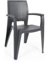 Conjunto Mesa Viana Redonda + 4 Sillas Caribe de Resina - Antracita