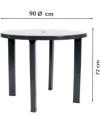Conjunto Mesa Viana Redonda + 4 Sillas Caribe de Resina - Antracita