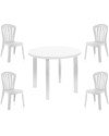 Conjunto Mesa Viana Redonda + 4 Sillas Gala de Resina Blanco