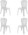 Conjunto Mesa Viana Redonda + 4 Sillas Gala de Resina Blanco