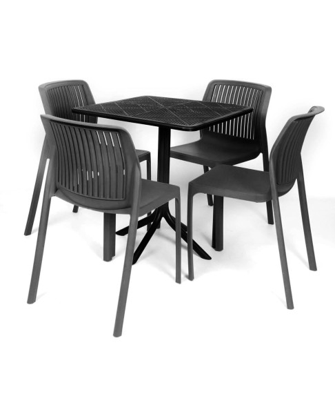 Conjunto de jardín GRAND Antracita. Resina RECICLABLE 100% para Interior y Exterior.