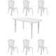 Conjunto Mesa Viana Rectangular + 6 Sillas Gala de Resina (Blanco)