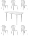 Conjunto Mesa Viana Rectangular + 6 Sillas Gala de Resina (Blanco)