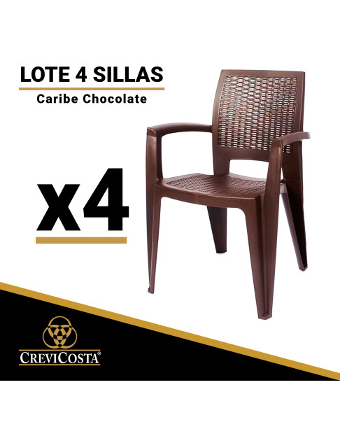 Lote de 4 Sillas de resina CARIBE (Chocolate)
