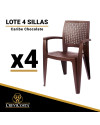 Lote de 4 Sillas de resina CARIBE (Chocolate)