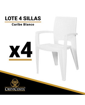 Lote de 4 Sillas de resina CARIBE (Blanco)