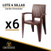 Lote de 6 Sillas de resina CARIBE (Chocolate)