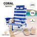 CORAL 2108 Marinera - Silla de Playa Plegable con reposabrazos y 9 posiciones