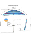 SURF 180 cm con Espiral y manetas centrales. 8 varillas.