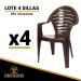 Lote de 4 Sillas de resina OFIR (Chocolate)