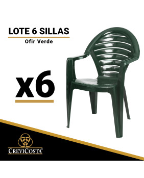 Lote de 6 Sillas de resina OFIR (Verde)