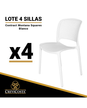 Lote de 4 Sillas de resina CONTRACT MONTANA SQUARE (Blanco)