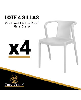 Lote de 4 Sillas de resina CONTRACT LISBOA BOLD (Gris Claro)