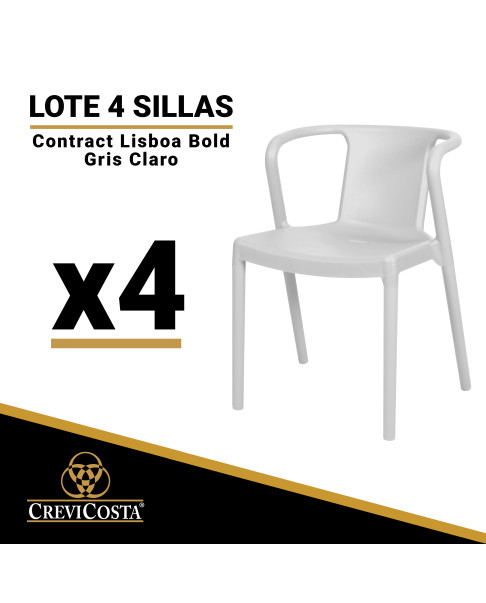 Lote de 4 Sillas de resina CONTRACT LISBOA BOLD (Gris Claro)