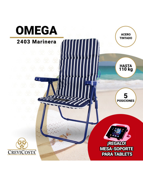 OMEGA 2403-NEW - Sillón plegable acolchado de Acero Tintado