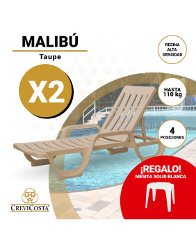 Lote de 2 tumbonas MALIBÚ Taupe