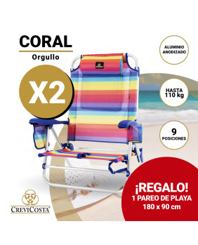 Lote 2 Sillas CORAL 2108 Orgullo + Pareo de playa de REGALO