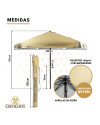 Sombrilla / Parasol redonda 300 cm Ø (Beige)