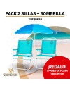 Pack 2 Sillas ECO 28082 Turquesa + Sombrilla acero 180 cm Combi
