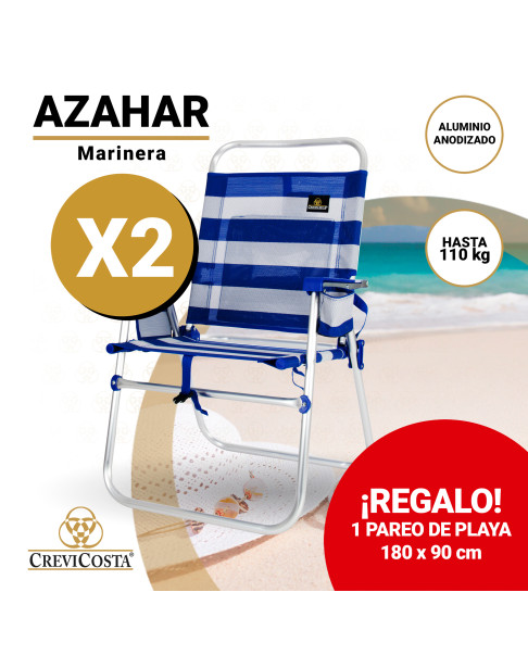 Lote de 2 Sillas AZAHAR 28082 Marinera + Pareo de playa de REGALO