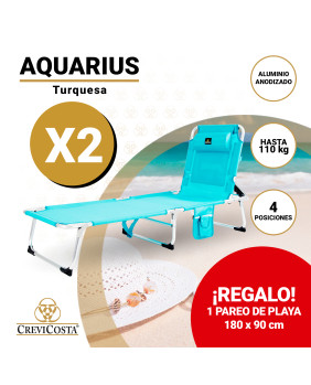 Lote de 2 Tumbonas AQUARIUS 2012 Turquesa