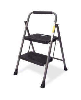 Escalera de hierro con mango y peldaños de plástico (negro) 2 peldaños Helena