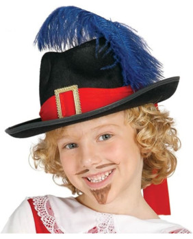 Sombrero de mosquetero de fieltro, para niños, color negro (13562)