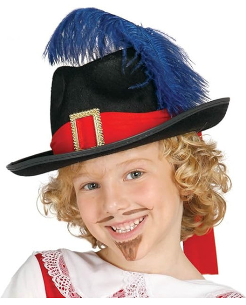 Sombrero de mosquetero de fieltro, para niños, color negro (13562)