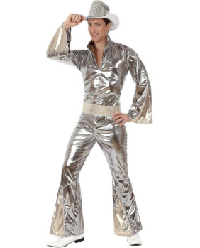 Disfraz disco plateado hombre adulto M