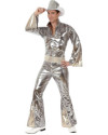 Disfraz disco plateado hombre adulto M