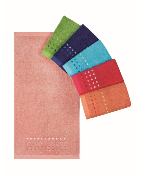 Toalla de baño Pure Squares Primavera c.4385 coral 30 x 50 cm.