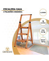 Escalera Aluminio con Mango (madera) 3 peldaños Gaia