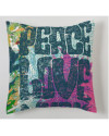 Funda de Cojín Estampada Love Medidas 50x50 cm. Parte Estampada 100% Algodón Parte Lisa 50% Algodón / 50% Poliéster 144 Hilos