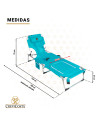 Tumbona de Playa PRESTIGE 2013 - Tipo Masaje con Nevera, Plegable y reclinable. 4 Posiciones (Turquesa)